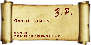 Zborai Patrik névjegykártya